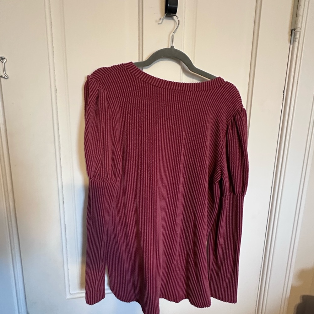 7th Ray Ribbed Knit Sweatshirt - Deep Red - Picture 2 of 5
